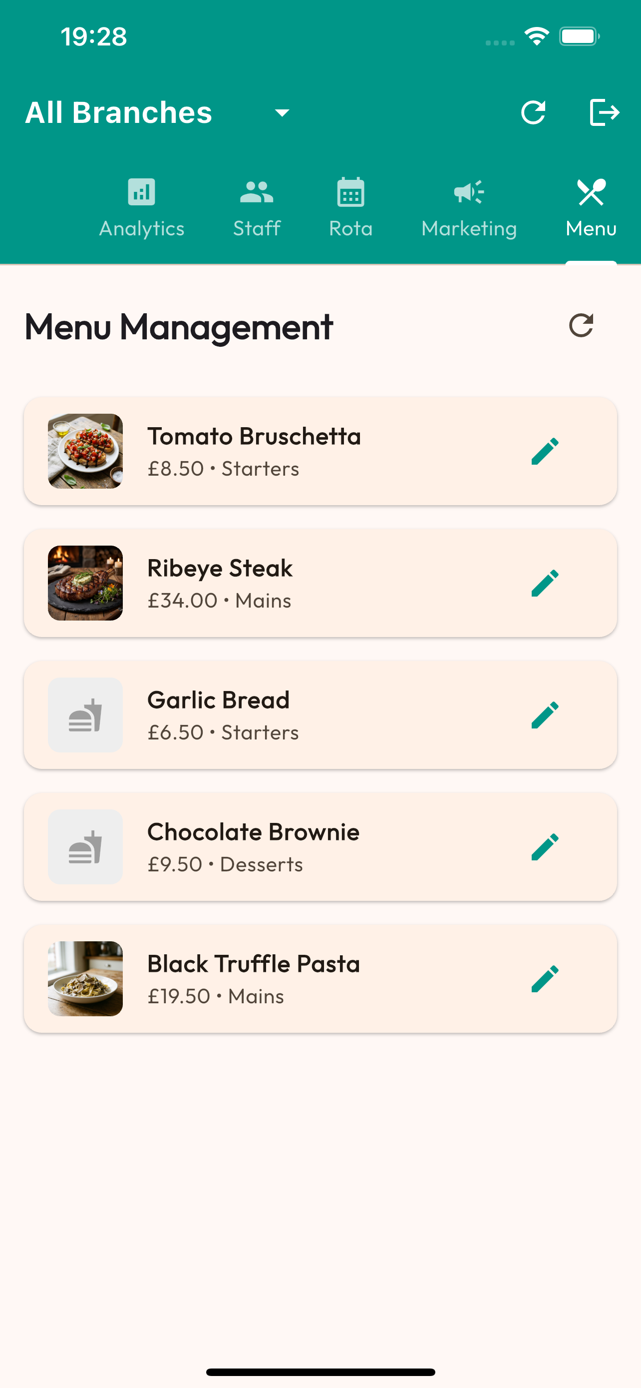 Menu Configuration Interface